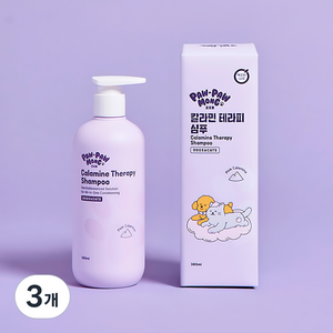 포포몽 강아지 고양이 공용 칼라민 테라피 샴푸, 3개, 380ml