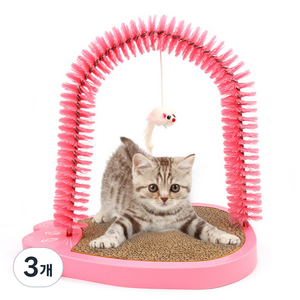 꼼띠아 3in1 고양이 놀잇감 스크래쳐, 핑크, 3개
