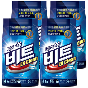 비트 분말세제 일반용 리필, 4kg, 4개