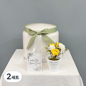 러블리팜 조화 엔틱장미 납골당 꾸미기 모음세트 B세트, 옐로우, 2세트