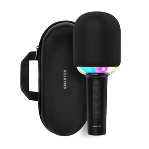 스마텍 무선 LED 노래방 마이크 + 휴대용 파우치 세트, STMC-4000, 블랙