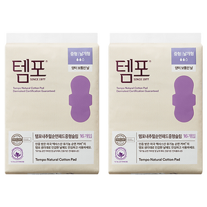 템포 내추럴 순면 패드 날개형 생리대, 중형, 16개입, 2개
