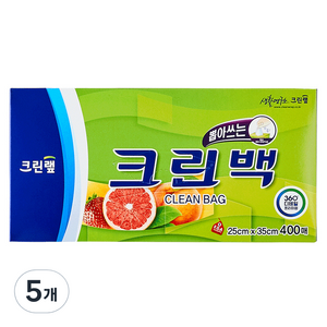 크린랩 크린백 25cm x 35cm, 중(M), 400개입, 5개