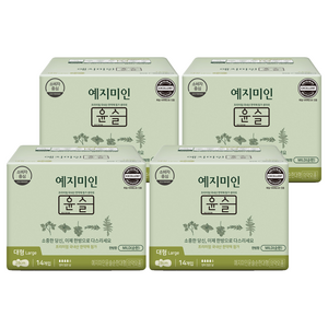 예지미인 윤슬 순한순면 생리대 날개형, 대형, 14개입, 4개
