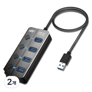 엠비에프 USB 3.0 A타입 4포트 무전원 USB허브 MBF-UH304BK, 블랙, 2개