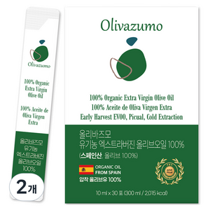 올리바즈모 유기농 엑스트라버진 올리브오일 100% 스틱 30p, 2개, 300ml