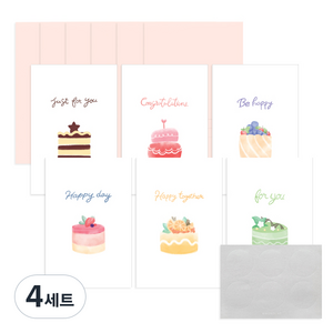 왈가닥스 엽서 + 봉투 6종 세트, 스위트, 4세트
