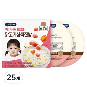 베베쿡 완료기 닭고기삼색진밥 실온이유식 2p, 닭고기, 220g, 25개