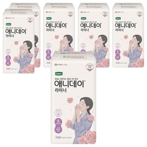 디펜드 애니데이 요실금 팬티라이너, 롱, 40개입, 6개