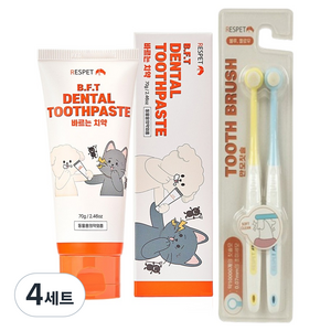 리스펫랩 강아지 고양이 바르는 치약 + 칫솔 2종 세트, 4세트