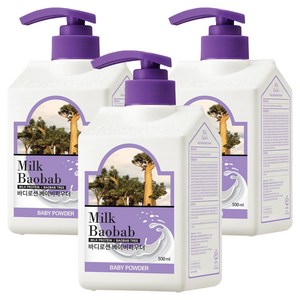 밀크바오밥 대용량 바디로션 베이비파우더향, 500ml, 3개
