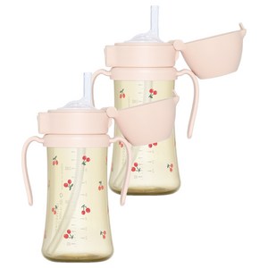 그로미미 PPSU 유아용 빨대컵 + 추빨대, 300ml, 2개, 스윗피치