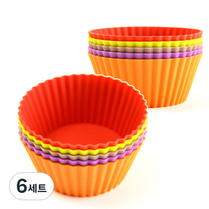 베링 실리콘 미니 머핀컵 10개입, 레드,그린,브라운,퍼플,오렌지, 6세트