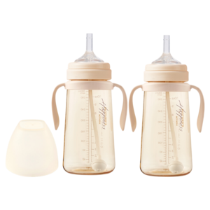 마더케이 베이직 PPSU 추 빨대컵, 300ml, 2개, 크림