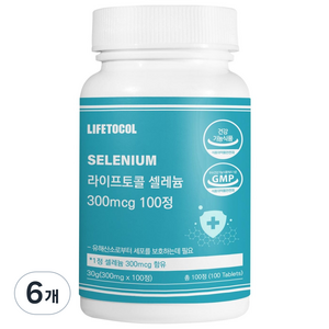 라이프토콜 셀레늄 300mcg, 100정, 6개