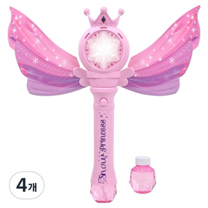 라이트닝 자동 버블 요술봉 비눗방울 스틱 핑크왕관, 혼합색상, 4개