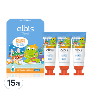 알비스 1450 고불소 충치케어 어린이 치약 블루베리향, 75g, 15개