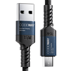 코드웨이 USB A타입-마이크로 5핀 고속 충전 케이블, 3m, 블루, 1개