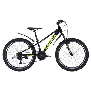 산타자 크라이저2.1V 24 MTB 알루미늄 림 브레이크 12.8kg 신장 135~155cm 방문설치, 블랙 + 라임, 60.9cm(24인치)