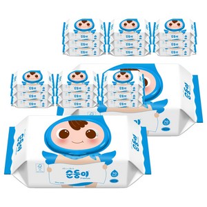 순둥이 프리미엄 플레인 무향 유아물티슈 캡형, 65g, 70매, 20세트
