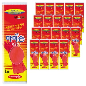 마미손 고무장갑, 빨강, 대(L), 20개