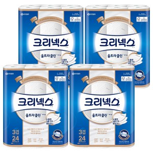 크리넥스 3겹 천연펄프 울트라클린 화이트, 25m, 24개입, 4개