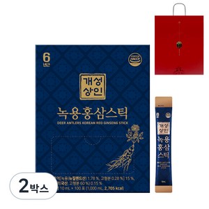 개성상인 녹용홍삼스틱 10ml x 100p + 쇼핑백, 100회분, 2박스