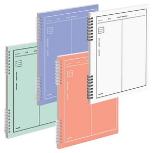 뮤니드 스프링 세로 2분할 반반노트 4종 세트, WHITE + OLIVEGREEN + ORANGE + INDYBLUE, 1세트