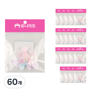 유니아트 땡땡이 망사 리본 7p, 60개, 혼합색상