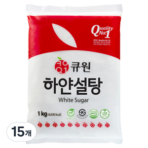 큐원 하얀 설탕, 1kg, 15개