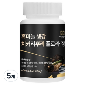바이오클릭 흑마늘 생강 치커리뿌리 플로라 정 36g, 5개, 60정