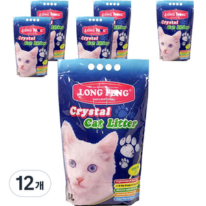 룽펑 크리스탈 실리카겔 고양이 모래, 5L, 12개, 라벤더