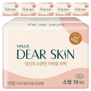 디어스킨 에어엠보 울트라 슬림 생리대 날개형, 소형, 18개입, 6개