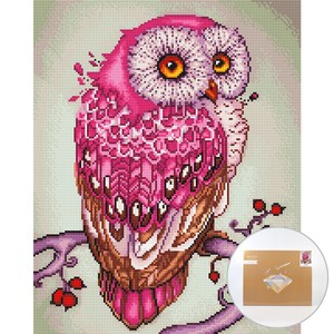 아트조이 DIY 보석 십자수 캔버스형 50 x 40 cm, 핑크부엉이, 1세트