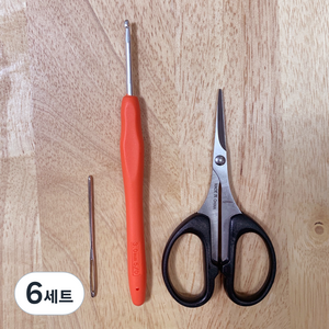아이한코 실리콘 코바늘 5호 + 돗바늘 + 미니가위 세트, 6세트