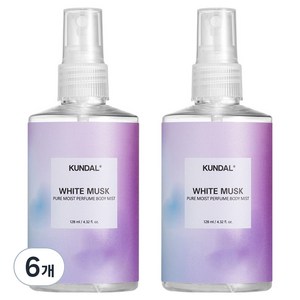 쿤달 퓨어 모이스트 바디미스트 화이트머스크향, 128ml, 6개