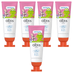 알비스 고불소 충치케어 라즈베리향 어린이 치약, 75g, 5개