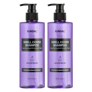 쿤달 올데이 스멜커버 청소년 샴푸 플럼앤그레이프프룻, 400ml, 2개