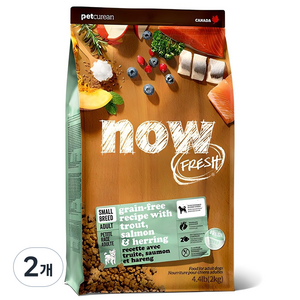 now 어덜트 강아지 프레쉬 스몰브리드 건식사료, 연어, 2kg, 2개