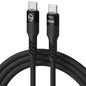 신지모루 단선 방지 100W C타입-C타입 PD 초고속 충전 케이블, 1m, 블랙, 1개