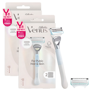 Venus Y존 제모 셀프케어 여성용면도기 핸들 + 면도날 2p 세트, 1개입, 2개