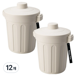 마켓플랜 음식물 강력 밀폐형 쓰레기통 1L, 아이보리, 12개