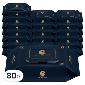 앙블랑 아기물티슈 세이프 네이비 캡형, 80g, 70매, 80개