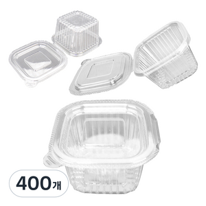 블룸엣홈 PET 사각 일체형 원터치 소스컵 반찬용기 대 9 x 9 x 5 cm, 400개, 1개입
