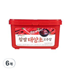 곰곰 찹쌀 태양초 고추장, 1kg, 6개