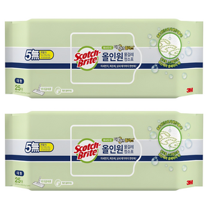 스카치브라이트 올인원 베이직 더블액션 물걸레 청소포 플러스 25매, 2개