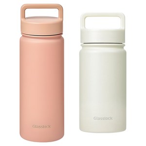 글라스락 스포티 핸들 텀블러 500ml + 350ml, 페일핑크 + 베이지, 1세트