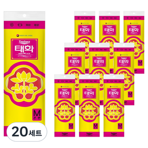 태화 고무장갑 선밴 양손착용 세트, 레드, 중(M), 20세트