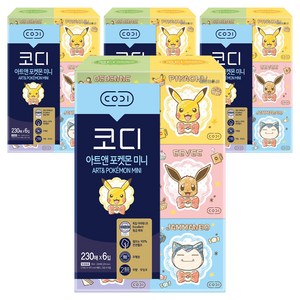 코디 아트앤 포켓몬 미니 천연펄프 각티슈 2겹 랜덤발송, 230매, 24개