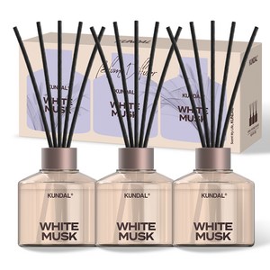 쿤달 퍼퓸 디퓨저 + 섬유스틱 세트, 화이트머스크, 200ml, 3개